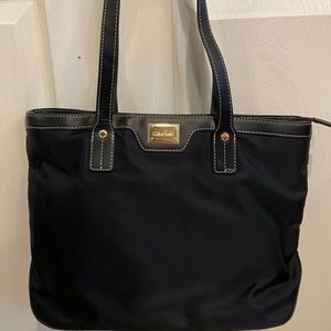 Calvin Klein Black Nylon Triple Compartment Handbag